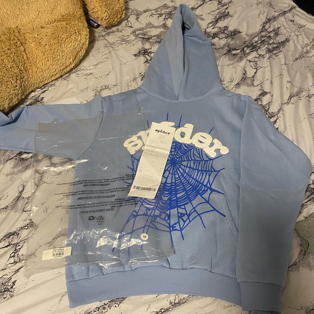 Spyder Light Blue Hoodie with Graphic Design